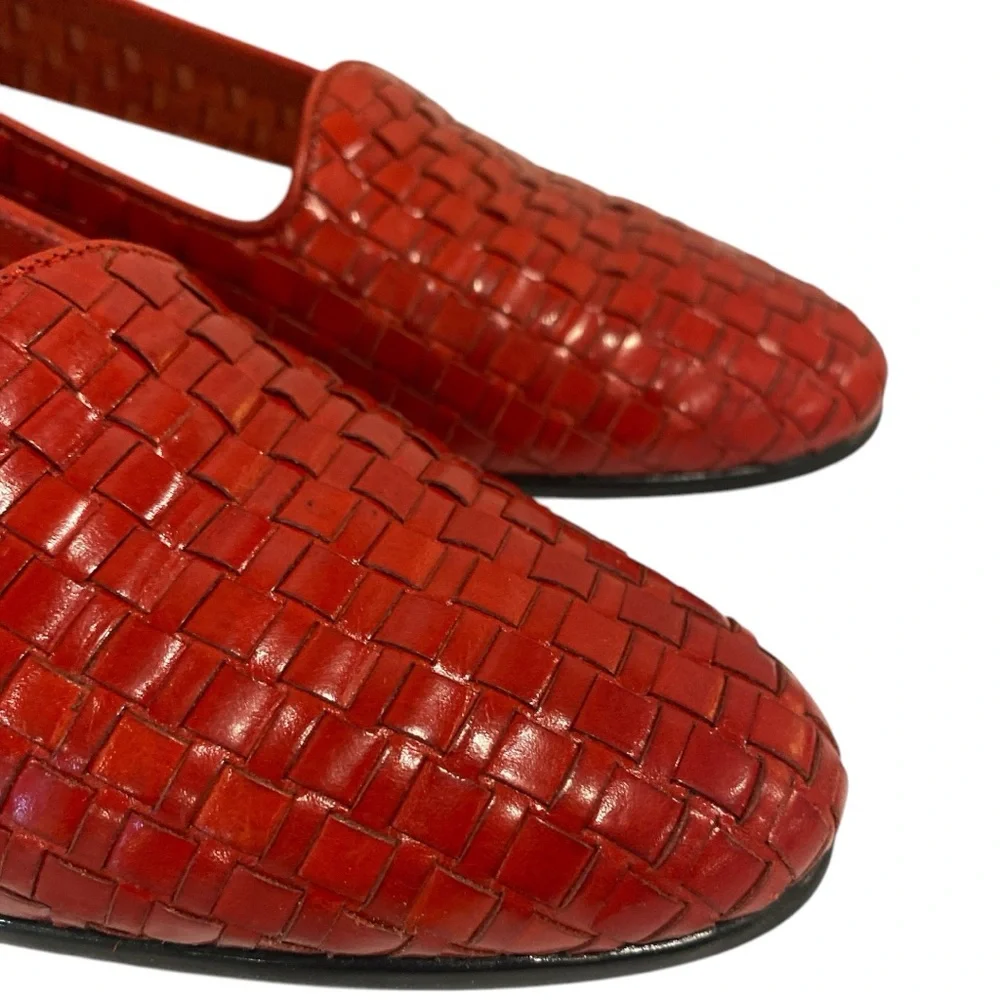 Trotters Liz Red Leather Braided Woven Loafers Flats Women’s 9.5 Narrow